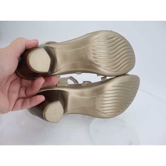 Naot Innovate Sandal Women Size 41 EU 10 US Gold Leather Block Heel Rhinestones - Picture 10 of 12